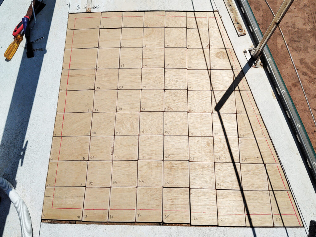 Plywood blocks for sailboat deck