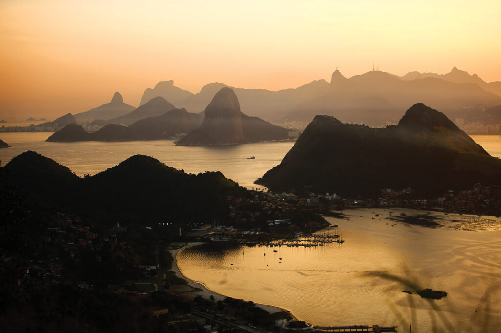 Sunset-painted mountains