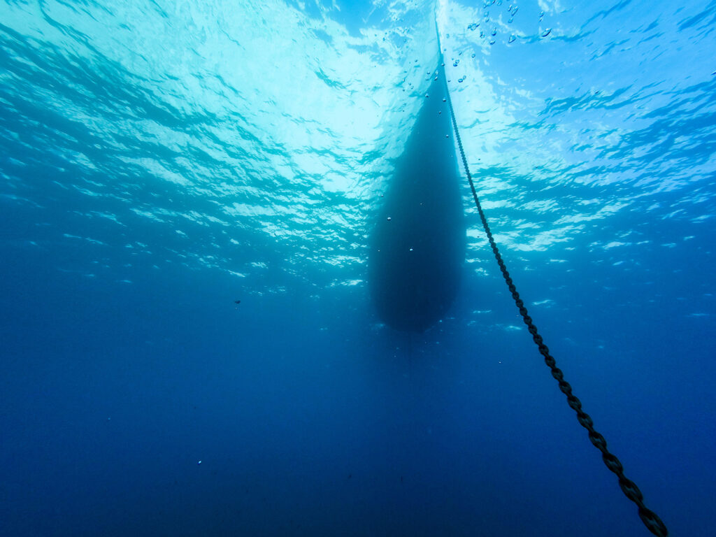 Boat view from underwater