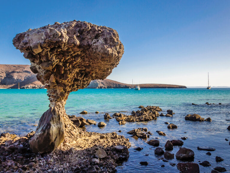 Iconic natural rock formation Balandra Beach Mushroom in La Paz, California