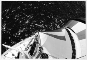 Aventura IV slices through the waves