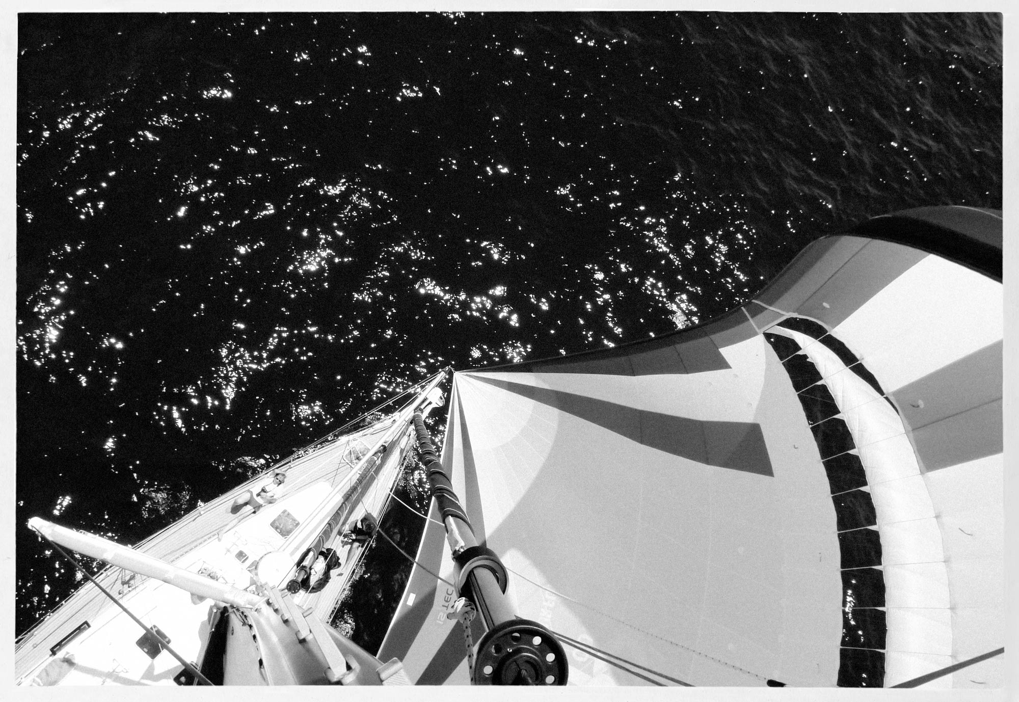 Aventura IV slices through the waves