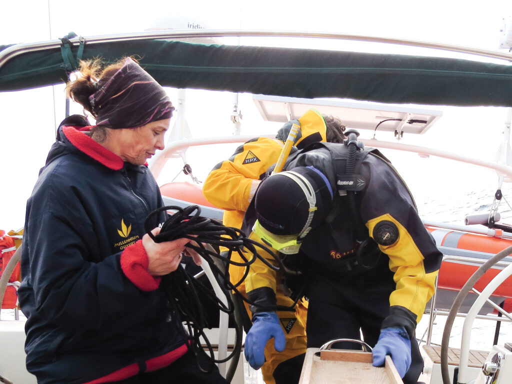 Person getting ready to scuba dive