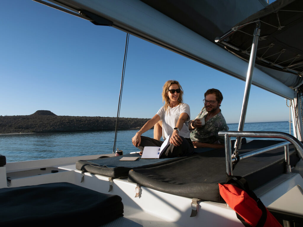 Kim and Ross on their charter boat