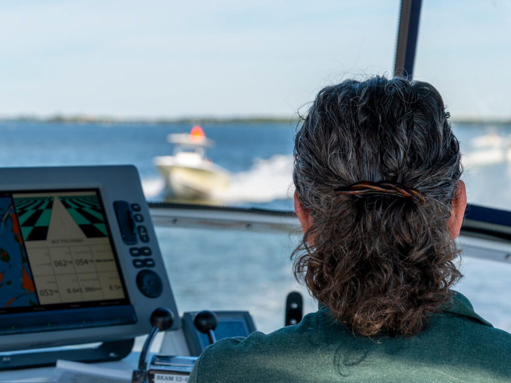 Sailor in the cockpit