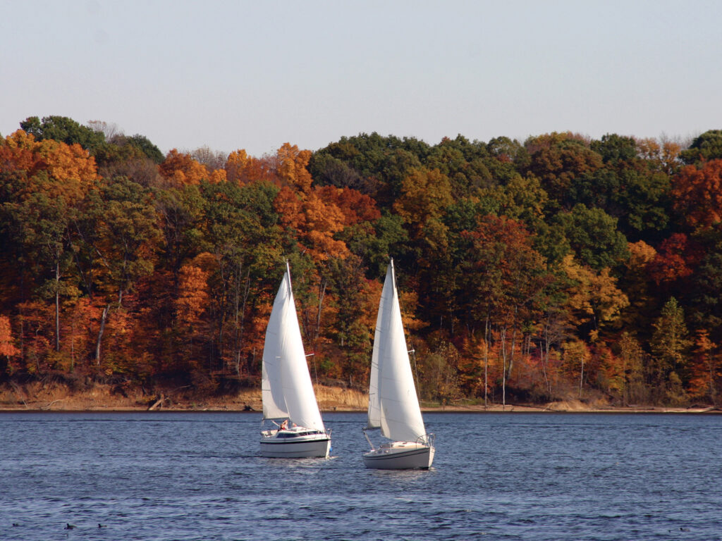 two sailboats in fall
