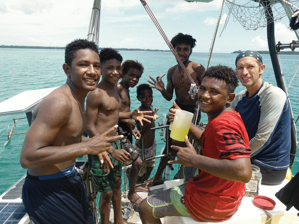 Checking out the sailboat