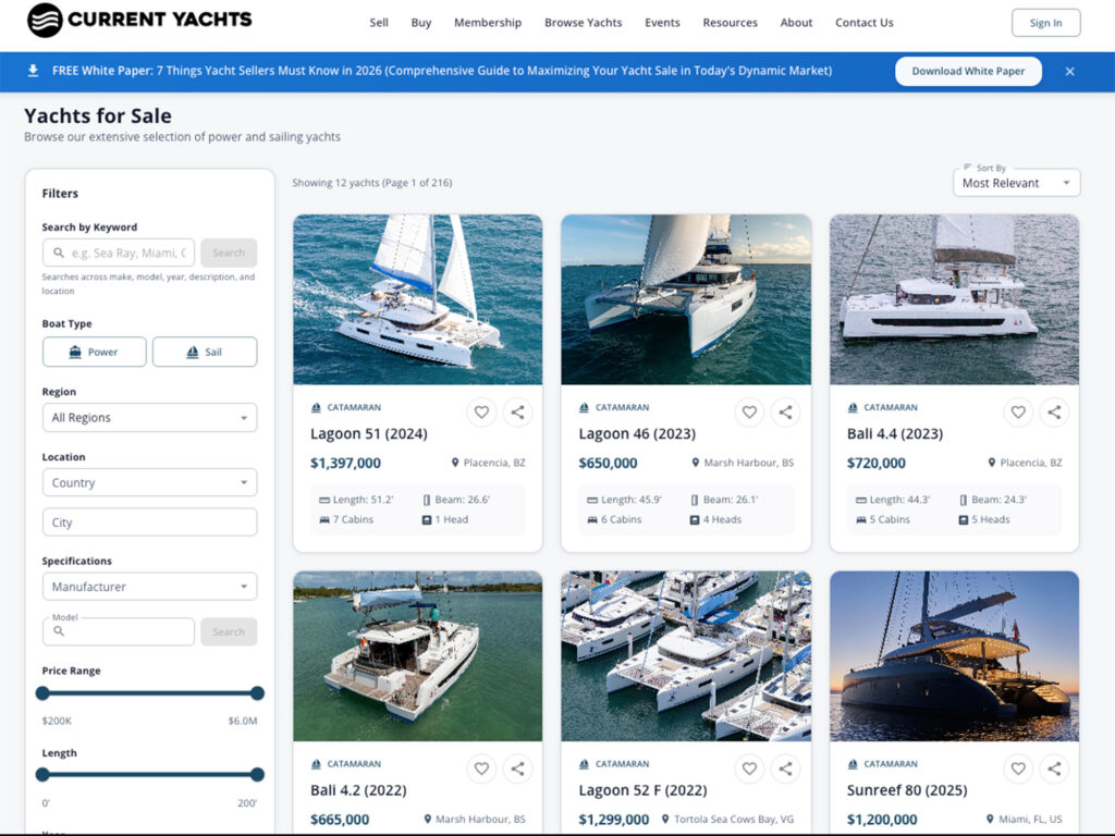 Current Yachts search