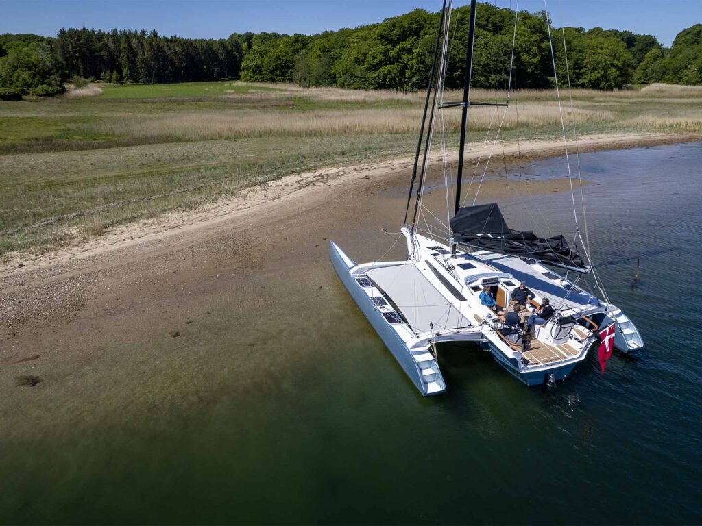 Dragonfly 36 trimaran docked