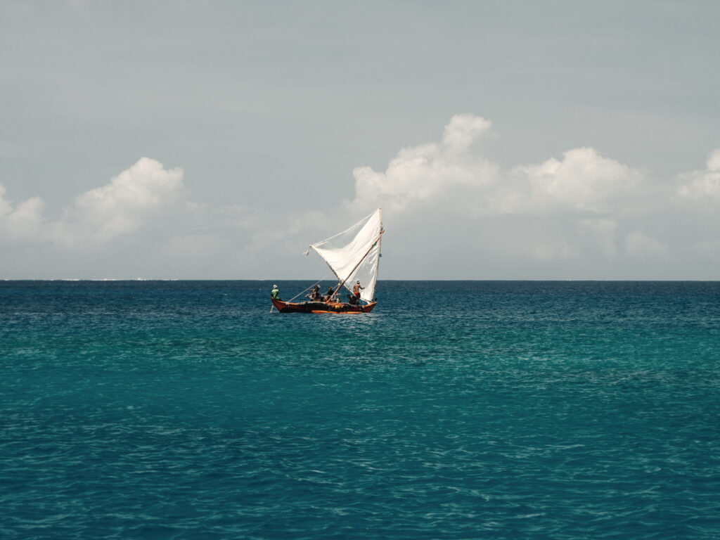 Sailing canoe near Lamotrek Island