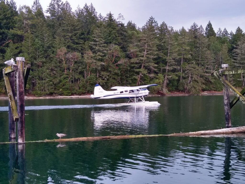 Plane landing off Thetis Island
