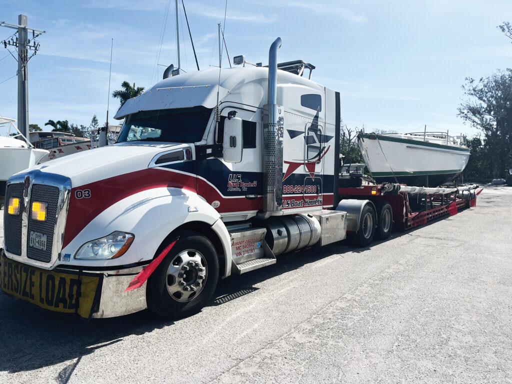 Pearson 365 being towed