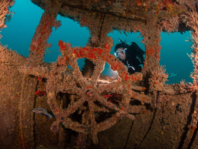 Scuba diving a shipwreck