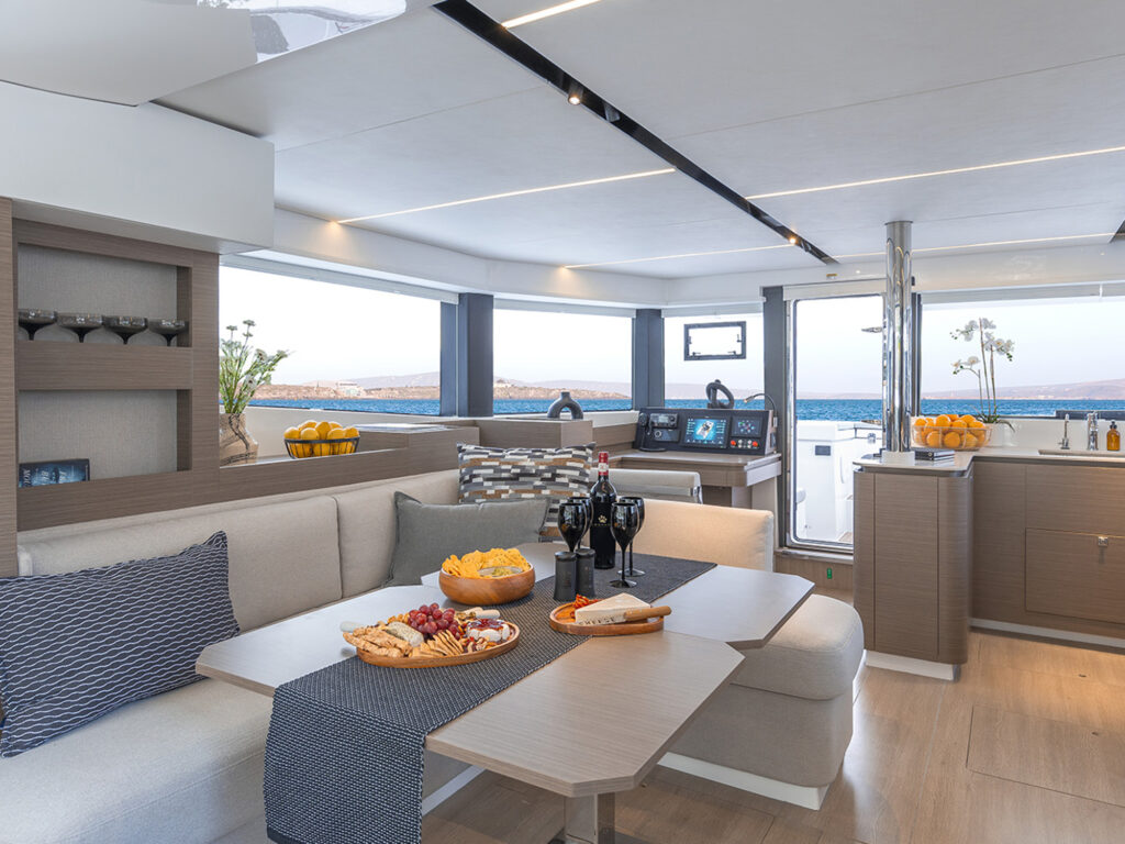 Leopard 46 salon with nav station