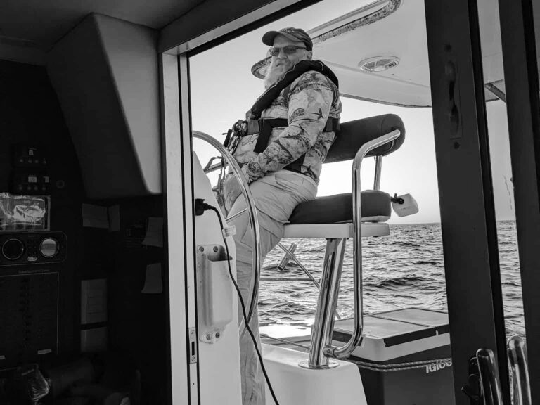 Matt Rabdau on his boat