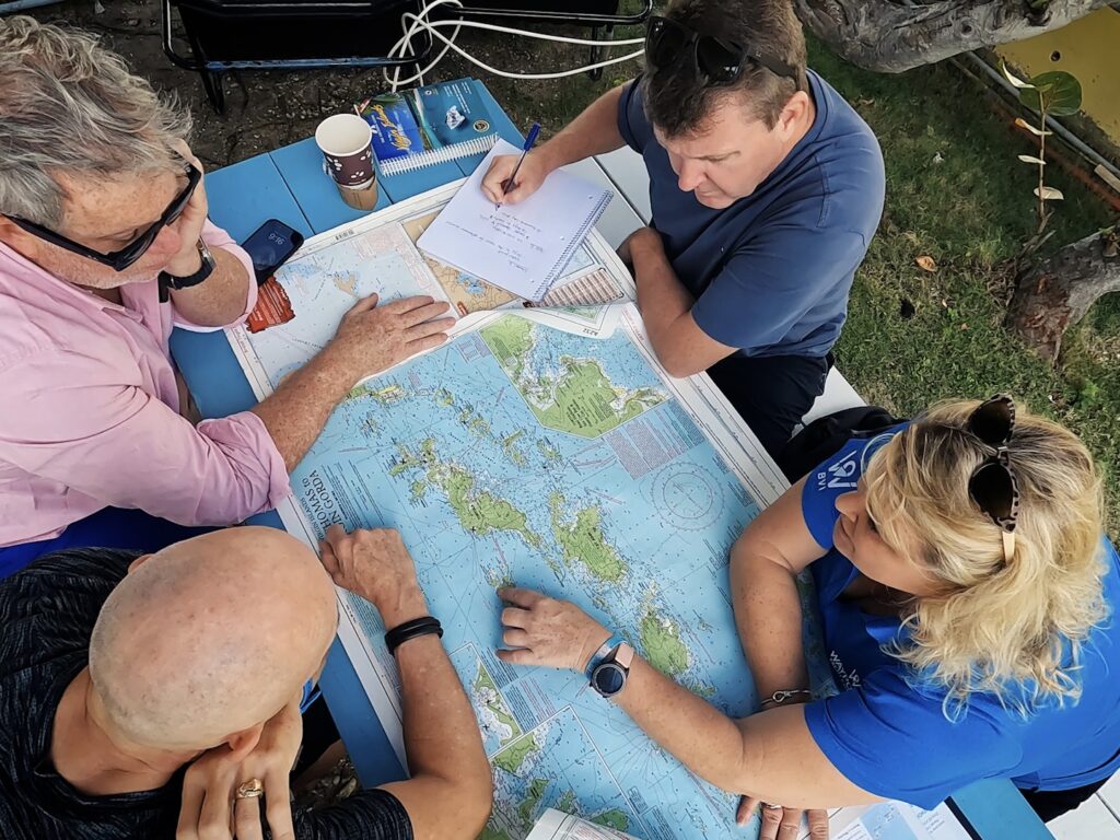 People charting a sailing trip
