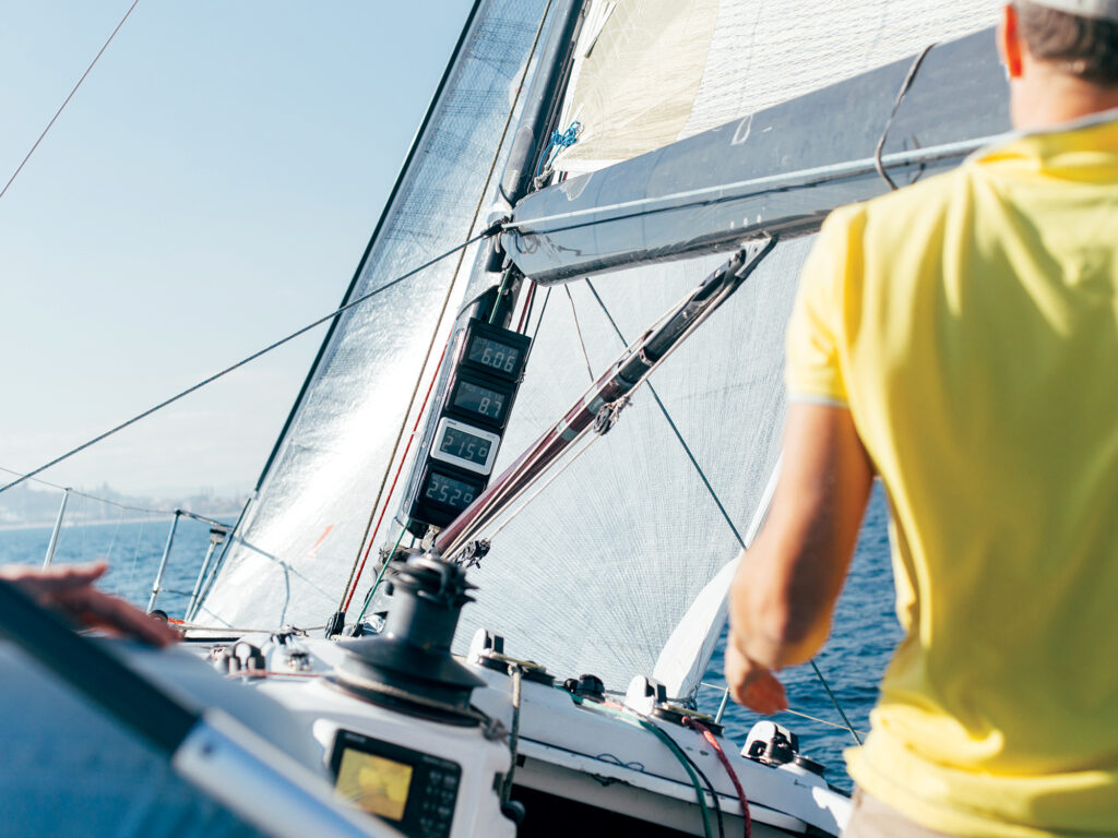 Professional sailor on a yacht