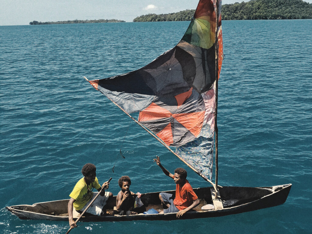 Sailing canoe in Papua New Guinea