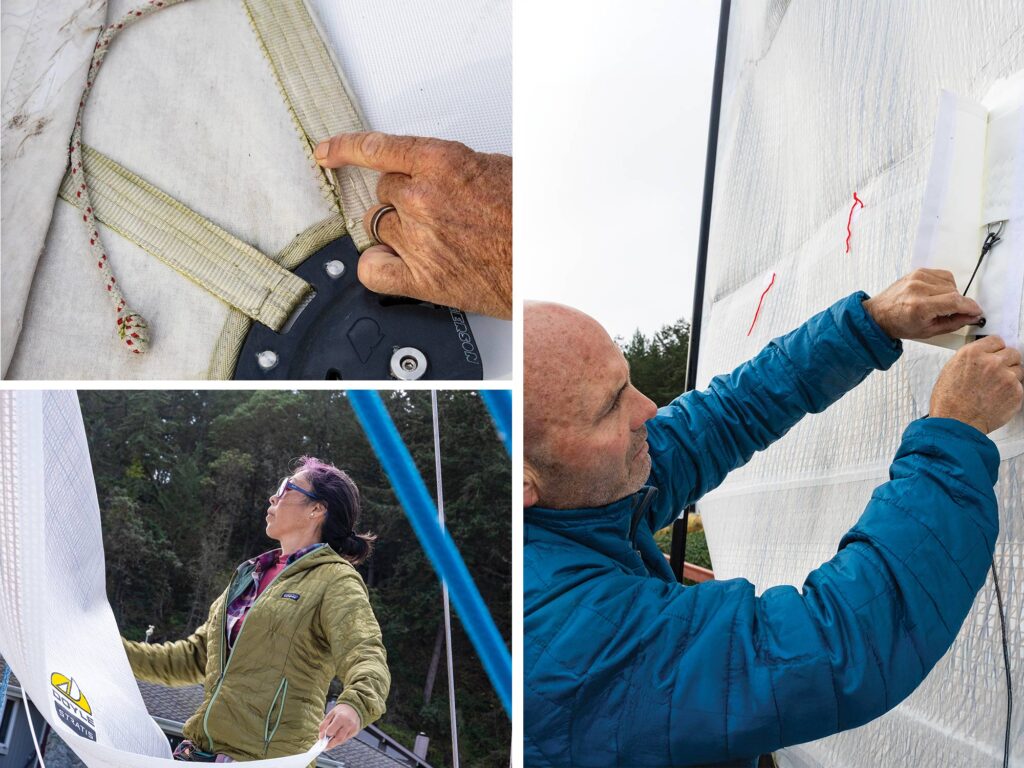 Composite of sails getting built and tested