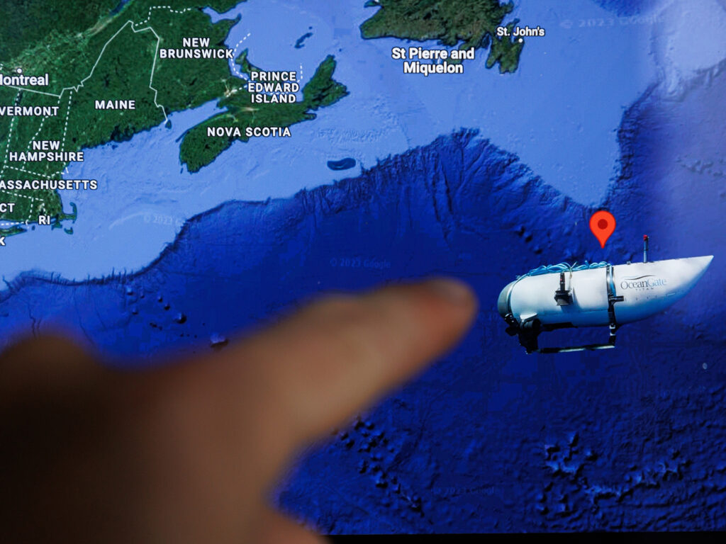 Map location of Titan submersible