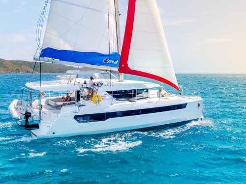Sunsail charter boat in the water