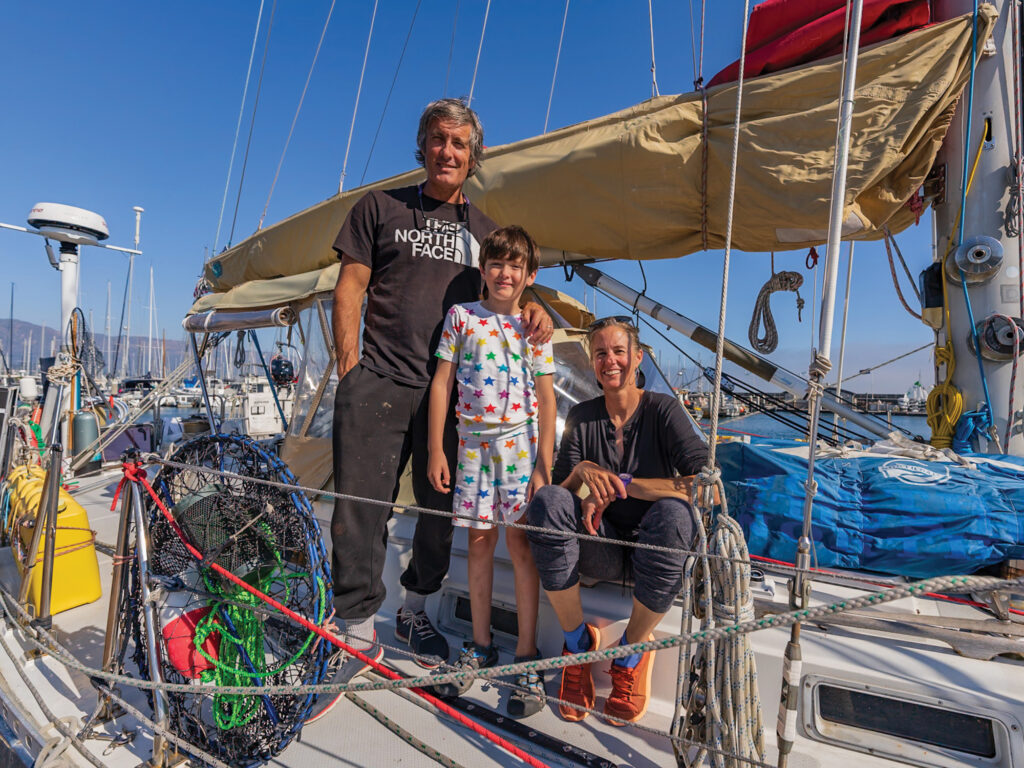 Mark, Tommy and Hampton Synnott on their sailboat