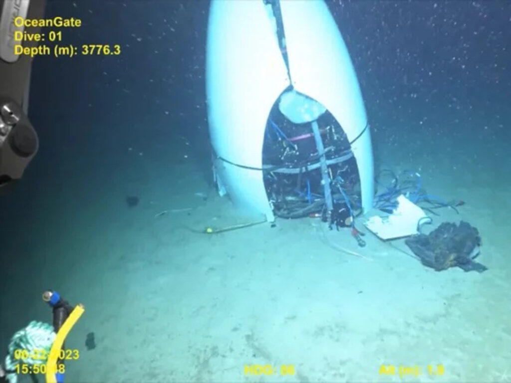 Captured image of the Titan on the Atlantic seafloor